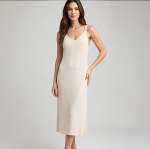 BURU Ivory Tank Knit Sweater Dress Minimalist Quiet Luxury Midi Size S/M NWT